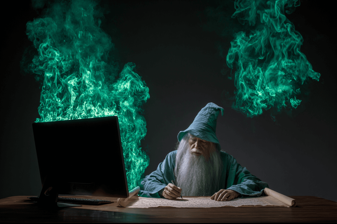 Wizard at a laptop